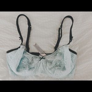 VS blue bralette with black bow details. Originally $40. Size 32 DDD